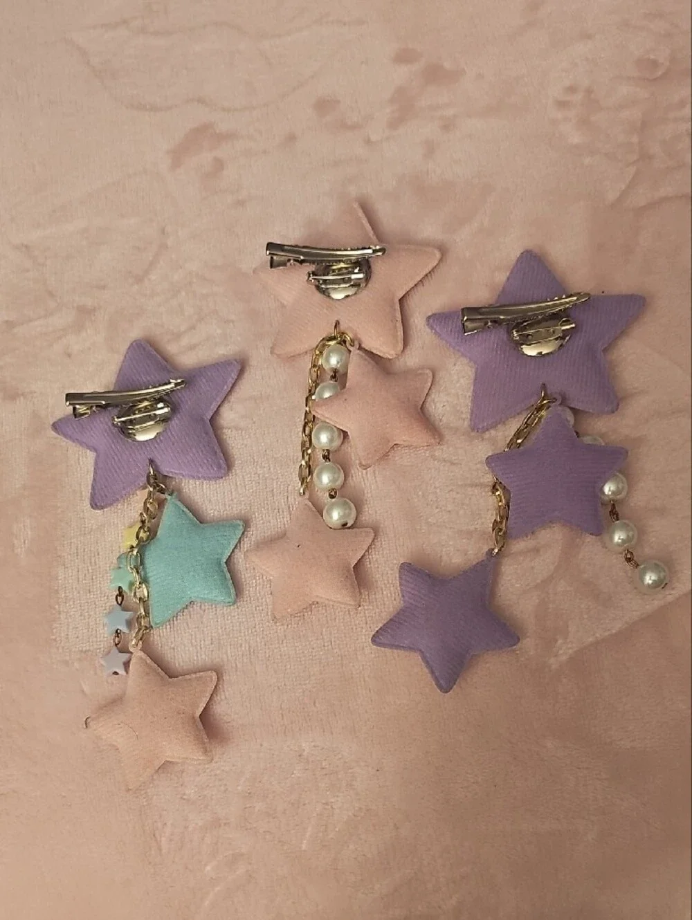 Pastel Star Dangle Hair Clips - Lavender, Pink, Blue